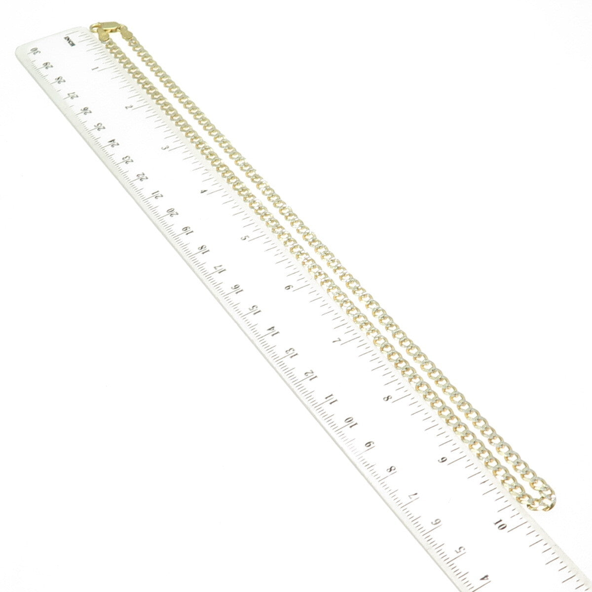 P. LUX 925 Sterling Silver 2-Tone Italy Diamond-Cut Curb Chain Necklace 20"