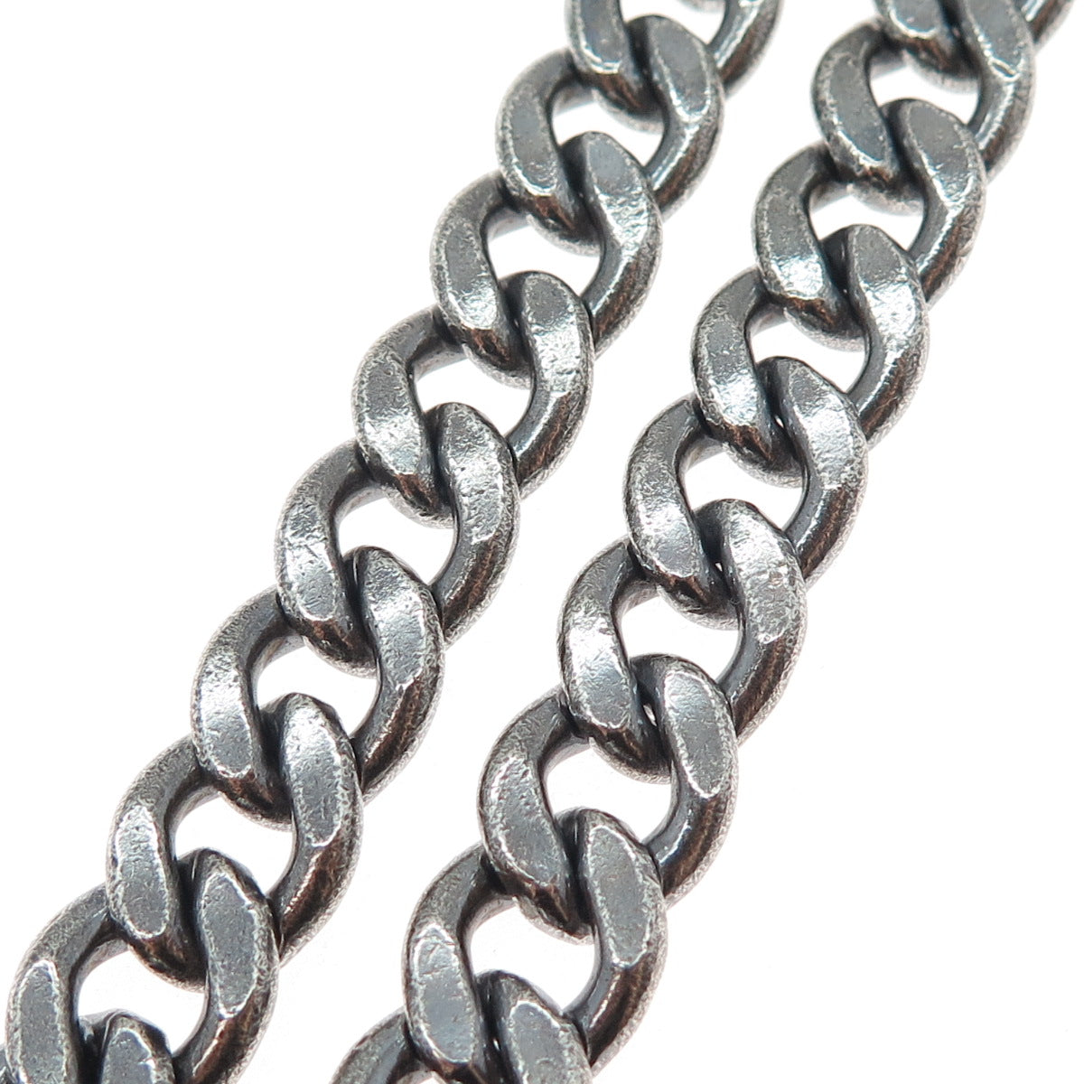 925 Sterling Silver Vintage Cuban Chain Heavy 197.6g Oxidized Necklace 25"
