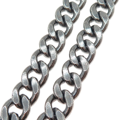 925 Sterling Silver Vintage Cuban Chain Heavy 197.6g Oxidized Necklace 25"