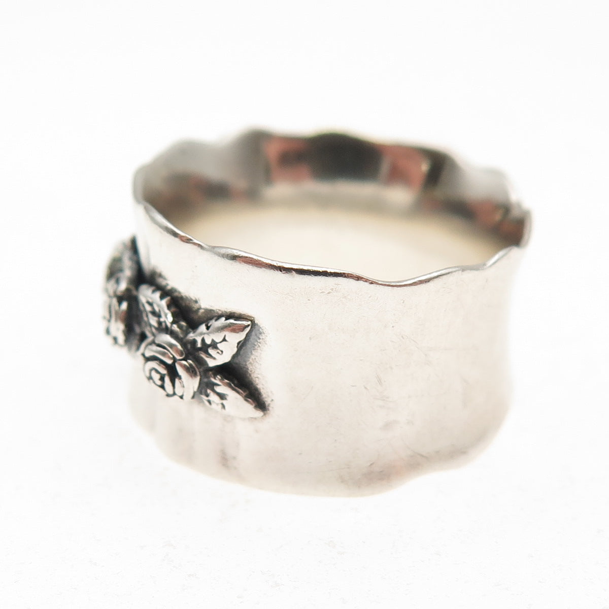 Regina Lane 925 Sterling Vintage Israel Rose Modernist Oxidized Ring Size 7.25