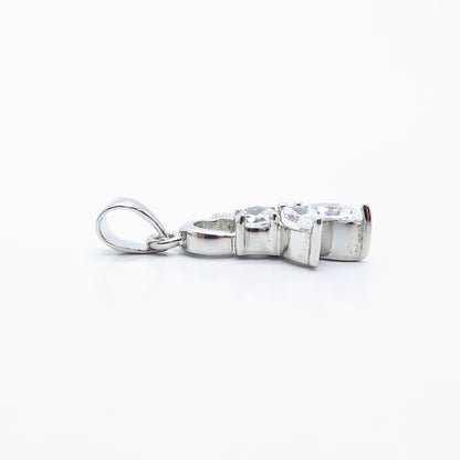 925 Sterling Silver C Z Textured Pendant