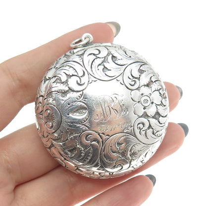 METALLURGIC ART Sterling Silver Antique Art Deco Engraved Floral Jewelry Box #64