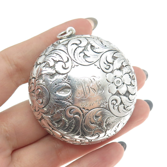 METALLURGIC ART Sterling Silver Antique Art Deco Engraved Floral Jewelry Box #64