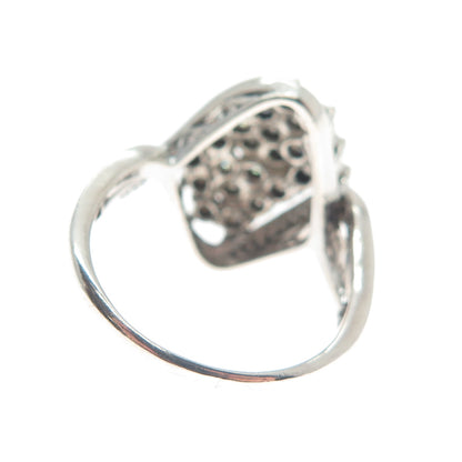 925 Sterling Silver Real Round-Cut Diamond Bohemian Ring Size 8.75