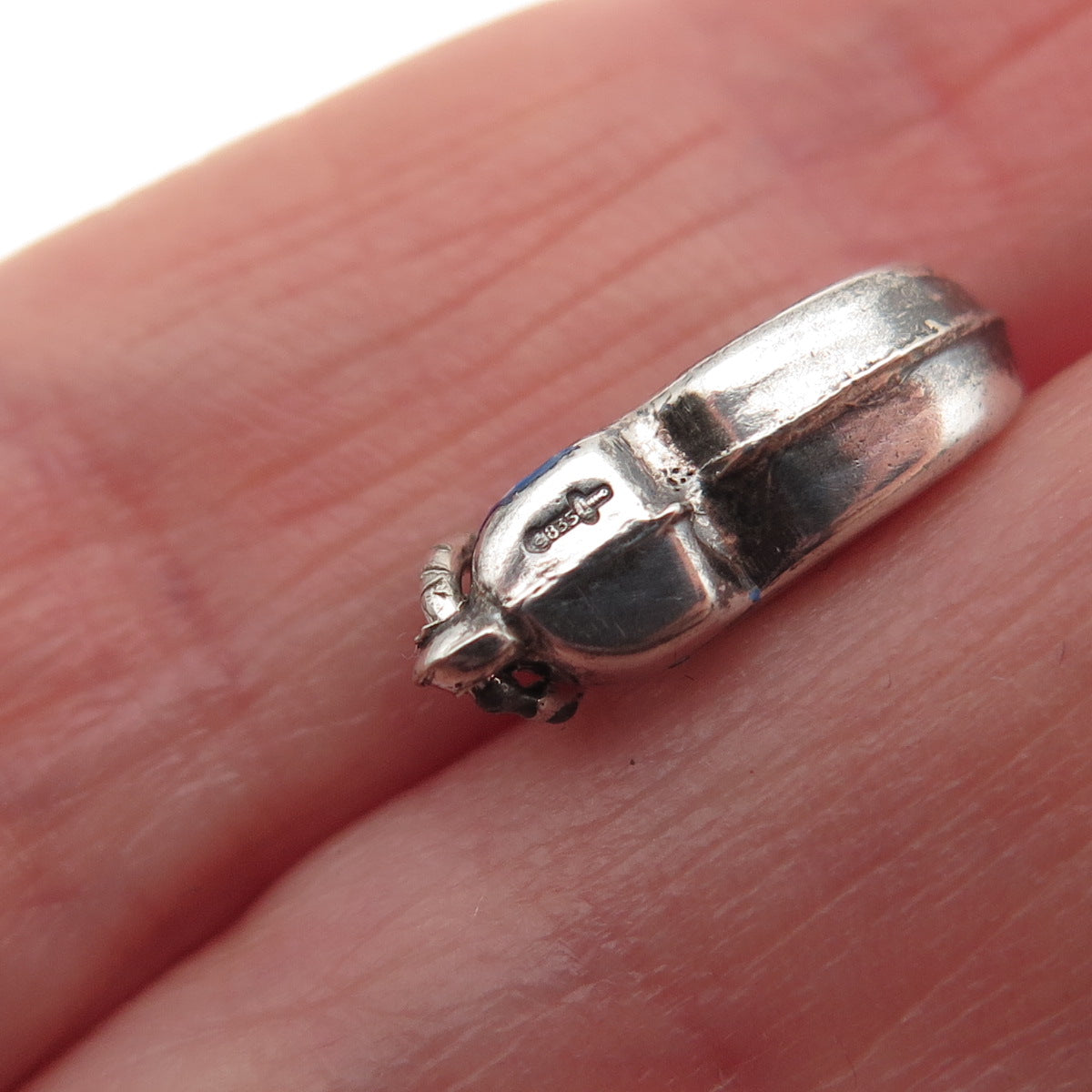 835 Silver Vintage Dutch Clog Oxidized 3D Mini Charm Pendant