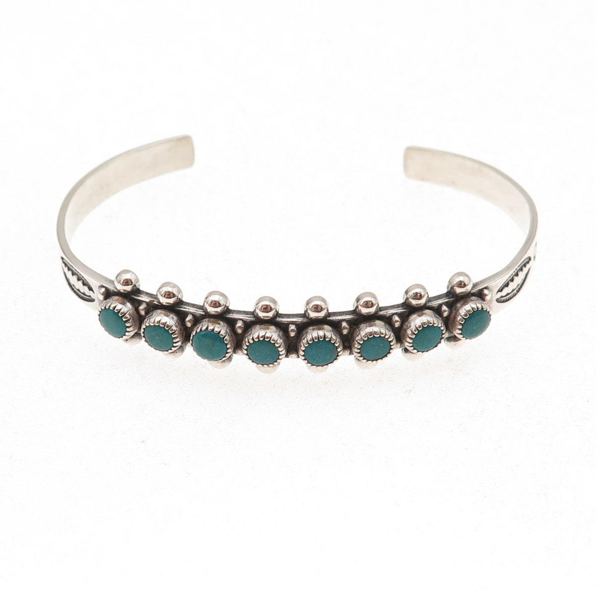 Old Pawn Sterling Silver Vintage Turquoise Snake Eye Adjustable Bracelet 5.5"