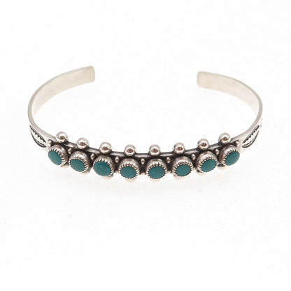 Old Pawn Sterling Silver Vintage Turquoise Snake Eye Adjustable Bracelet 5.5"