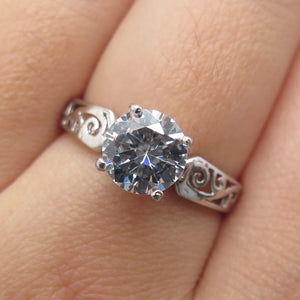 CHAPAL ZENRAY 925 Sterling Silver Round-Cut C Z Engagement Ring Size 7