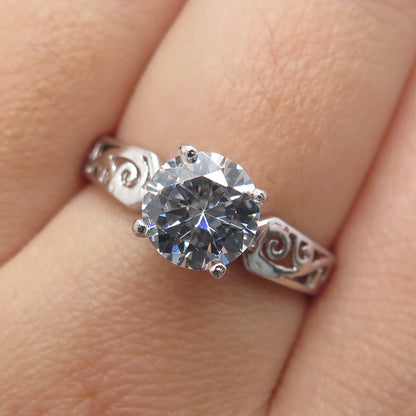CHAPAL ZENRAY 925 Sterling Silver Round-Cut C Z Engagement Ring Size 7