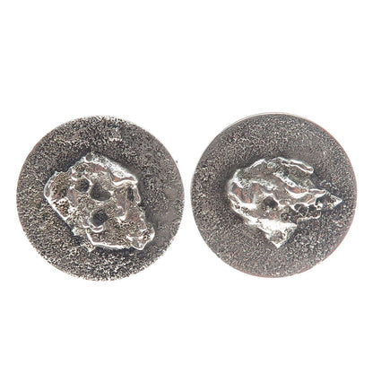 BY ALEX 925 Sterling Silver Vintage Modernist Nugget Oxidized Cufflinks