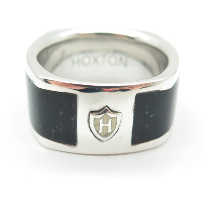 HOXTON 925 Sterling Silver London Enamel Logo Ring Size 10.25