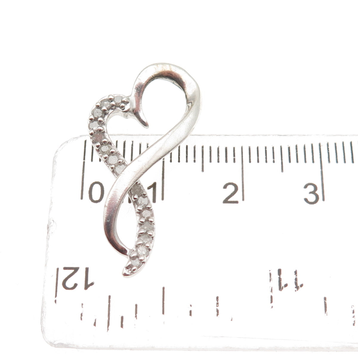 DIAG 925 Sterling Silver Real Diamond Infinity Heart Slide Charm Pendant