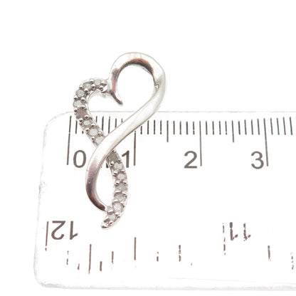 DIAG 925 Sterling Silver Real Diamond Infinity Heart Slide Charm Pendant