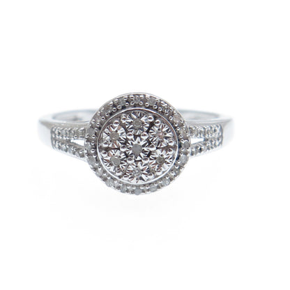 SK9 Allure Gems 925 Sterling Silver Real Diamond Engagement Ring Size 7.25