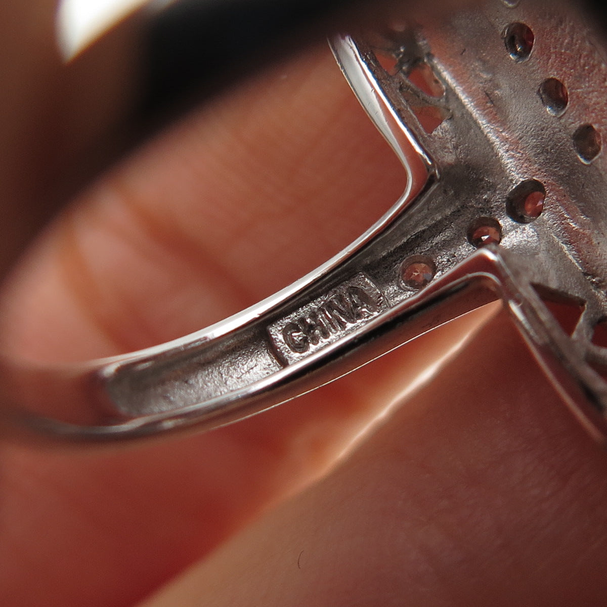 925 Sterling Silver Vintage Enamel & C Z Bohemian Ring Size 6