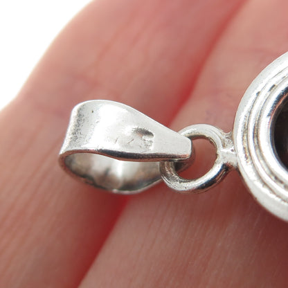 925 Sterling Silver Vintage Real Smoky Quartz Oxidized Charm Pendant