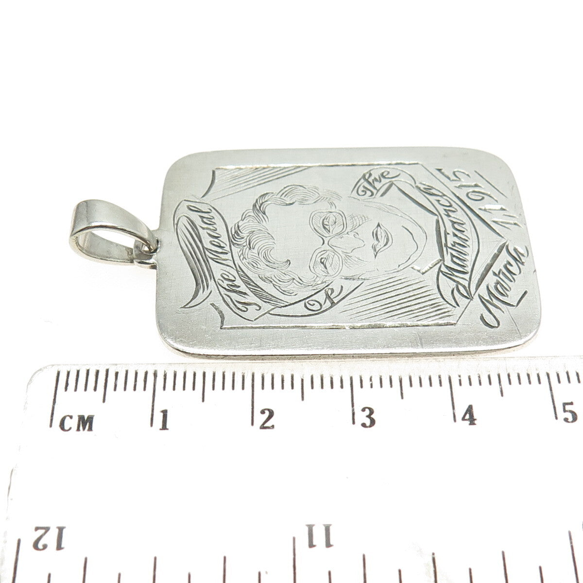 925 Sterling Silver Antique 1915 "The Medal of The Matriarch" Engraved Pendant