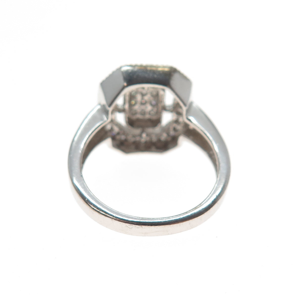HN HENG NGAI 925 Sterling Silver Real Round-Cut Diamond Ring Size 7.25