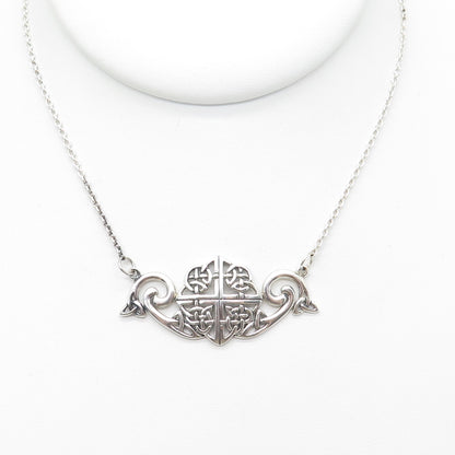 PETER STONE 925 Sterling Silver Vintage Celtic Knot Cable Chain Necklace 18"