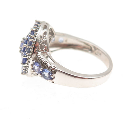 Chuck Clemency Sterling Silver Real Round & Pear-Cut Tanzanite Ring Size 8.25