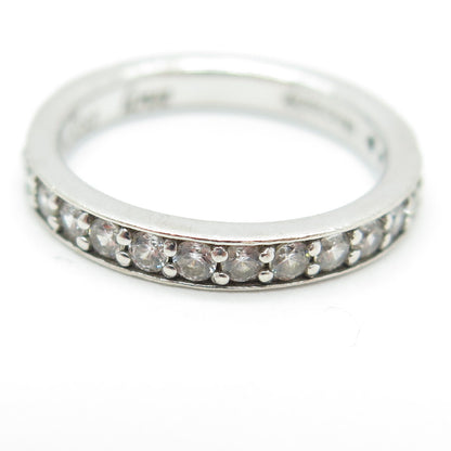 925 Sterling Silver Round-Cut C Z "Endless Love" All Around Eternity Ring Size 6