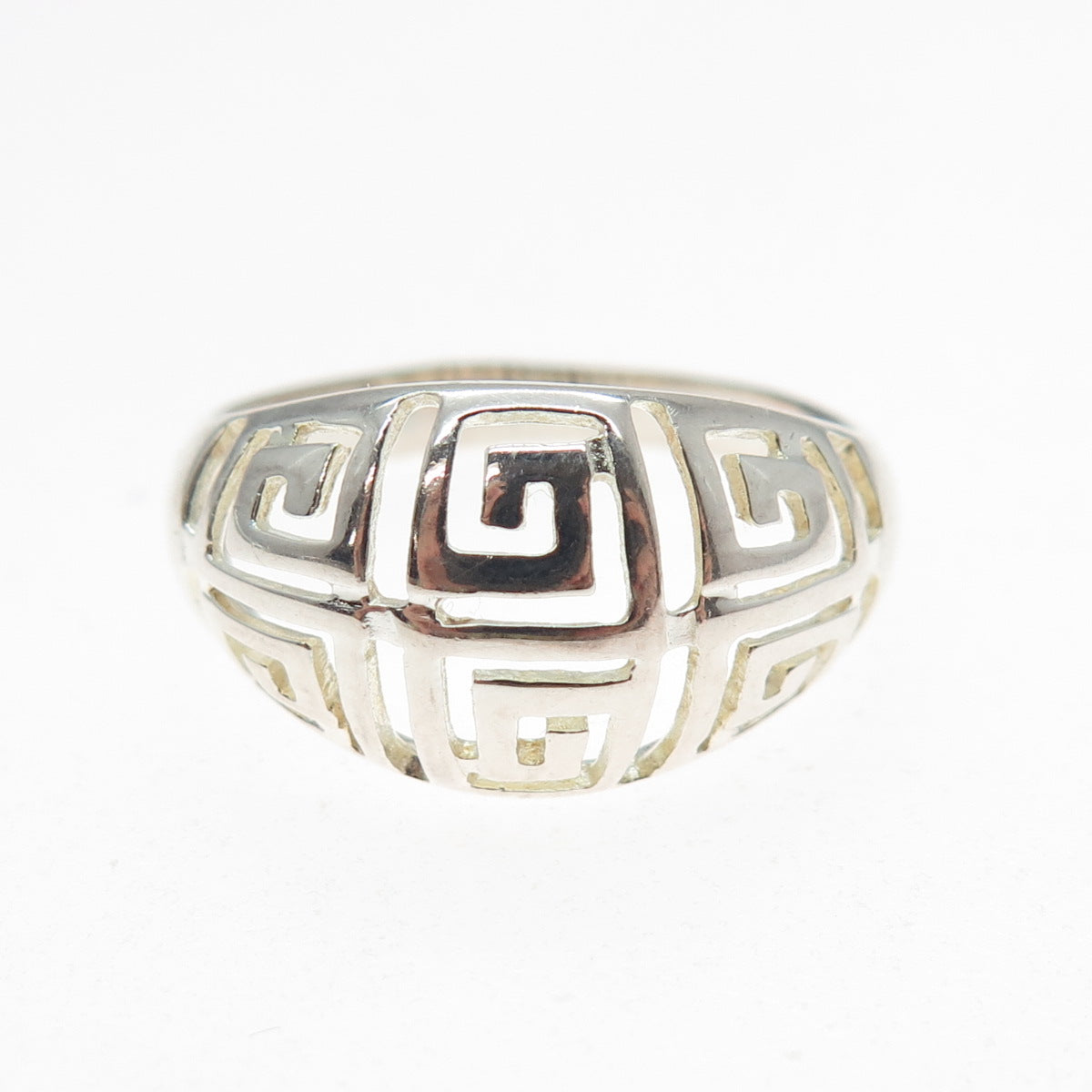 RJ GRAZIANO 925 Sterling Silver Vintage Greek Maze Dome Ring Size 9.75