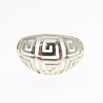 RJ GRAZIANO 925 Sterling Silver Vintage Greek Maze Dome Ring Size 9.75