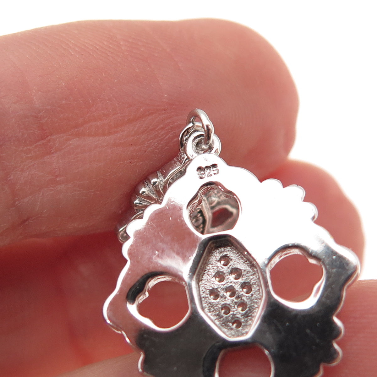 925 Sterling Silver Round-Cut C Z Floral Dangle Earrings