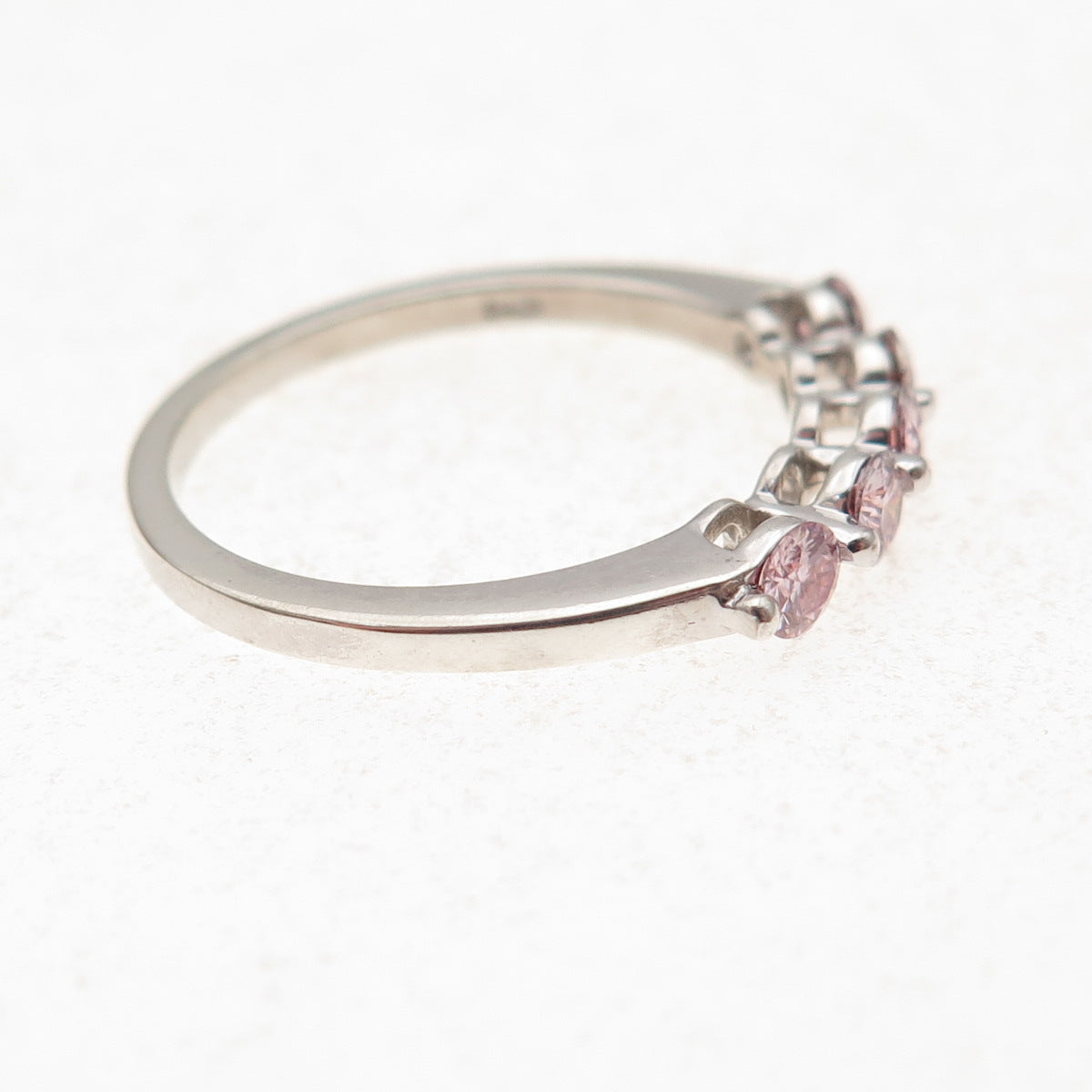 925 Sterling Silver Round-Cut Lavender Moissanite Ring Size 7.25