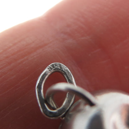 925 Sterling Silver Vintage Fruit Cup Minimalist 3D Charm Pendant