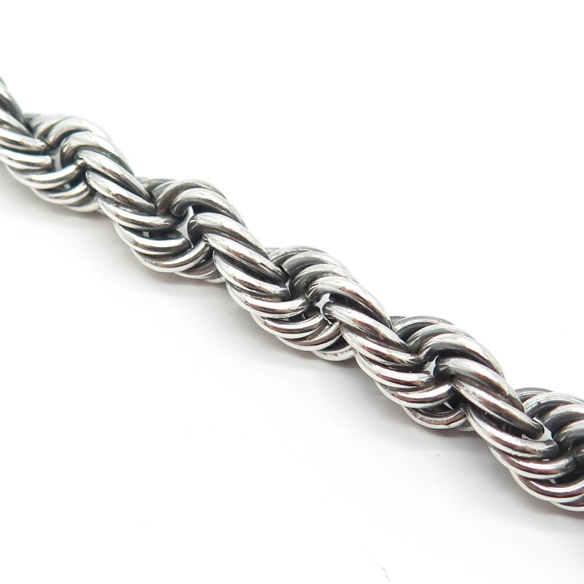 925 Sterling Silver Vintage Mexico Twisted Rope Link Bracelet 6.75"