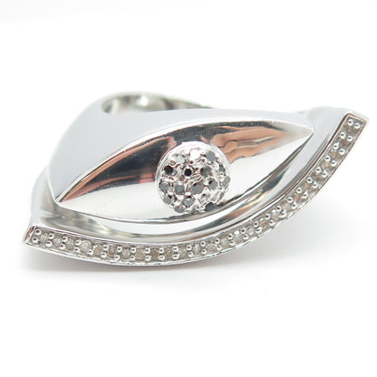 CHUCK CLEMENCY 925 Sterling Silver Real Black & White Diamond Eye Ring Size 5.75