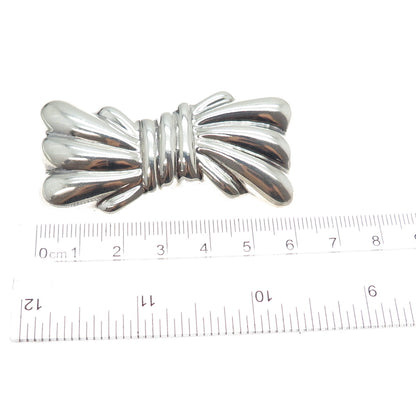 925 Sterling Silver Vintage Mexico Modernist Puffy Bow Pin Brooch