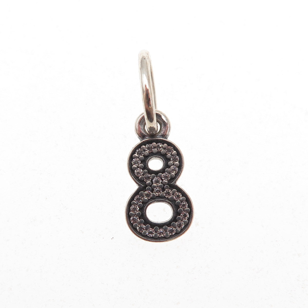 Pandora 925 Sterling Silver C Z Lucky Number 8 Dangle Charm Pendant