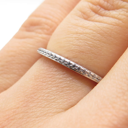 925 Sterling Silver Round-Cut C Z Stackable Half Eternity Band Ring Size 6