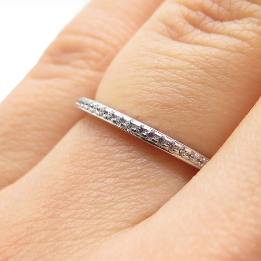 925 Sterling Silver Round-Cut C Z Stackable Half Eternity Band Ring Size 6