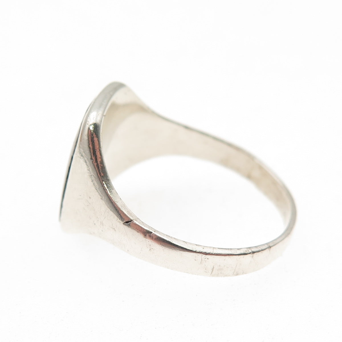 925 Sterling Silver Vintage Real Black Onyx Modernist Ring Size 8.75