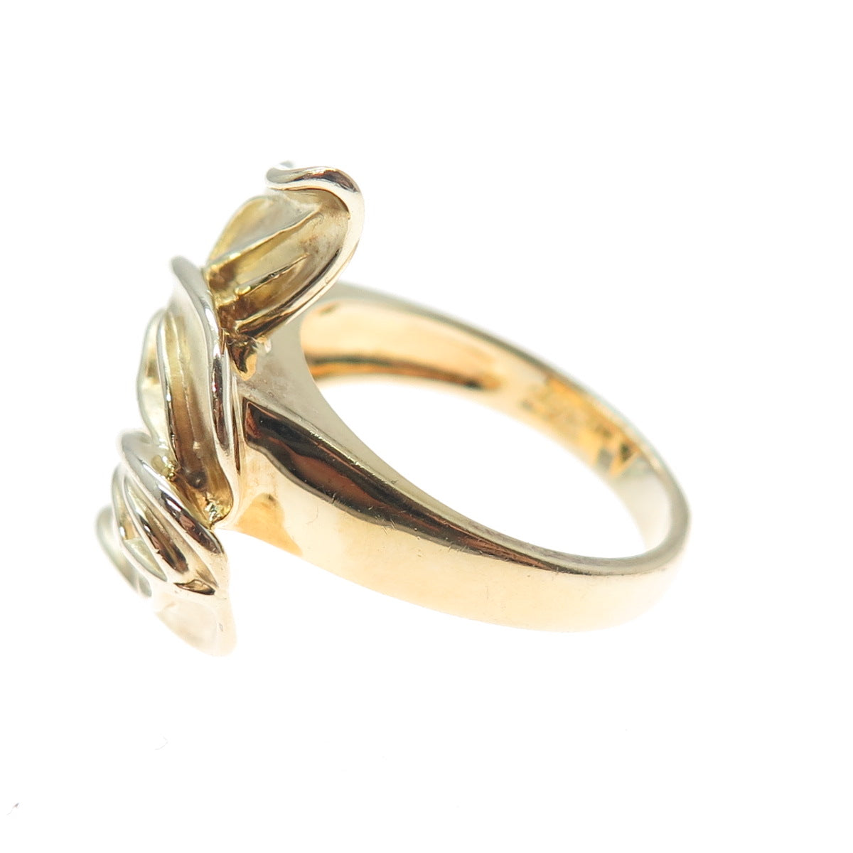 ROSS SIMONS 925 Sterling Silver Gold Plated Modernist Floral Leaf Ring Size 9