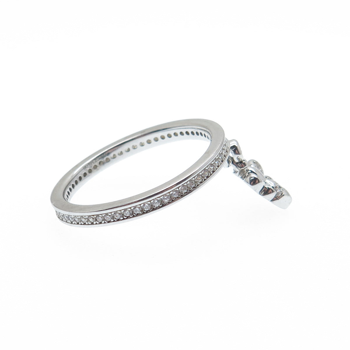 MILOR 925 Sterling Silver Italy Round-Cut C Z Bee Dangle Charm Ring Size 9.25