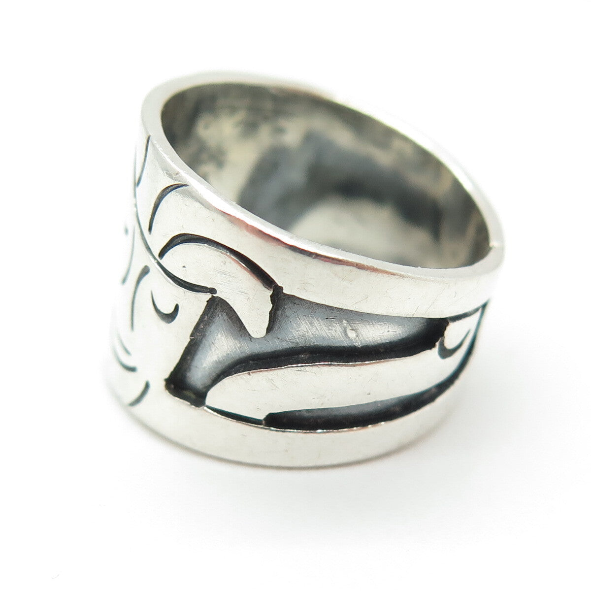 925 Sterling Silver Vintage MLV Mexico Tragedy & Comedy Masks Ring Size 7.25