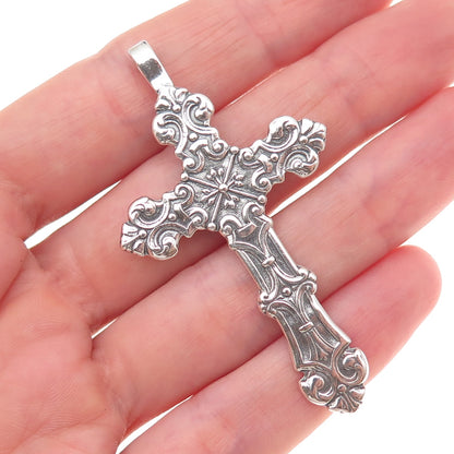 Shube 925 Sterling Silver Vintage Cross Religious Oxidized Charm Pendant