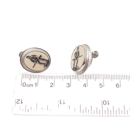 WRE W.E. Richards 925 Sterling Silver Vintage Minutemen Screw Back Earrings