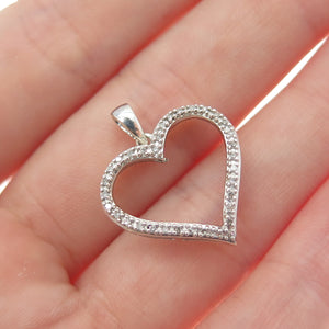 SB Sherri Baker 925 Sterling Silver Real Diamond Heart Minimalist Charm Pendant