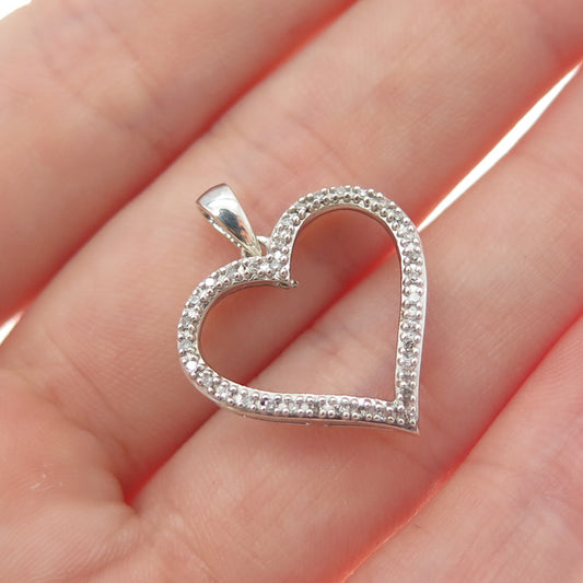 SB Sherri Baker 925 Sterling Silver Real Diamond Heart Minimalist Charm Pendant