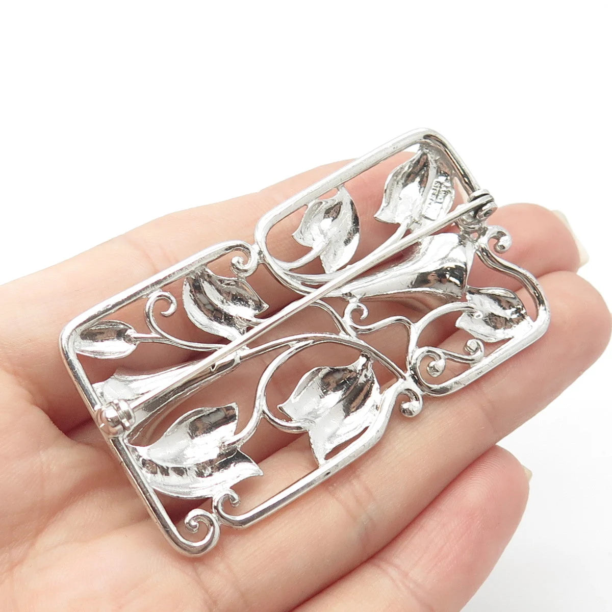 925 Sterling Silver Vintage Bond Boyd Lily Floral Pin Brooch