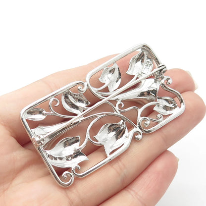 925 Sterling Silver Vintage Bond Boyd Lily Floral Pin Brooch