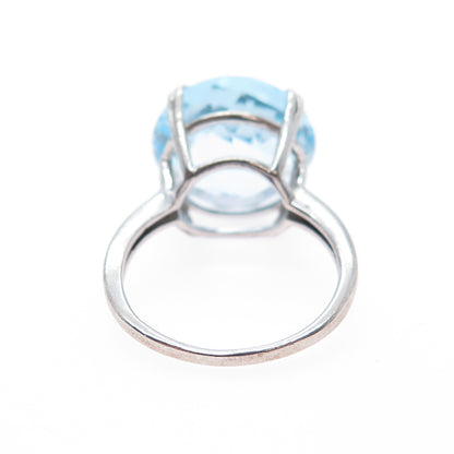 DBJ DEE BERKLE 925 Sterling Silver Real Round-Cut Blue Topaz Ring Size 6.25