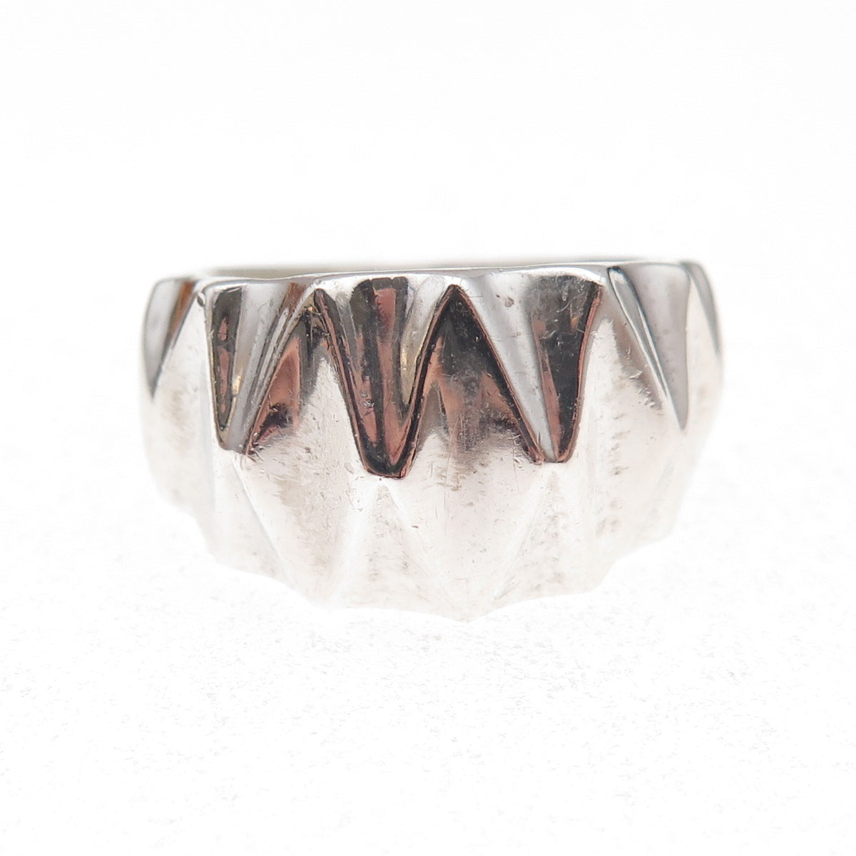925 Sterling Silver Vintage Modernist Diamond-Shape Oxidized Ring Size 9