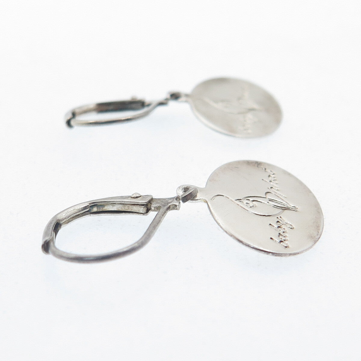 BABY PHAT 925 Sterling Silver Vintage Cat Logo Dangle Earrings