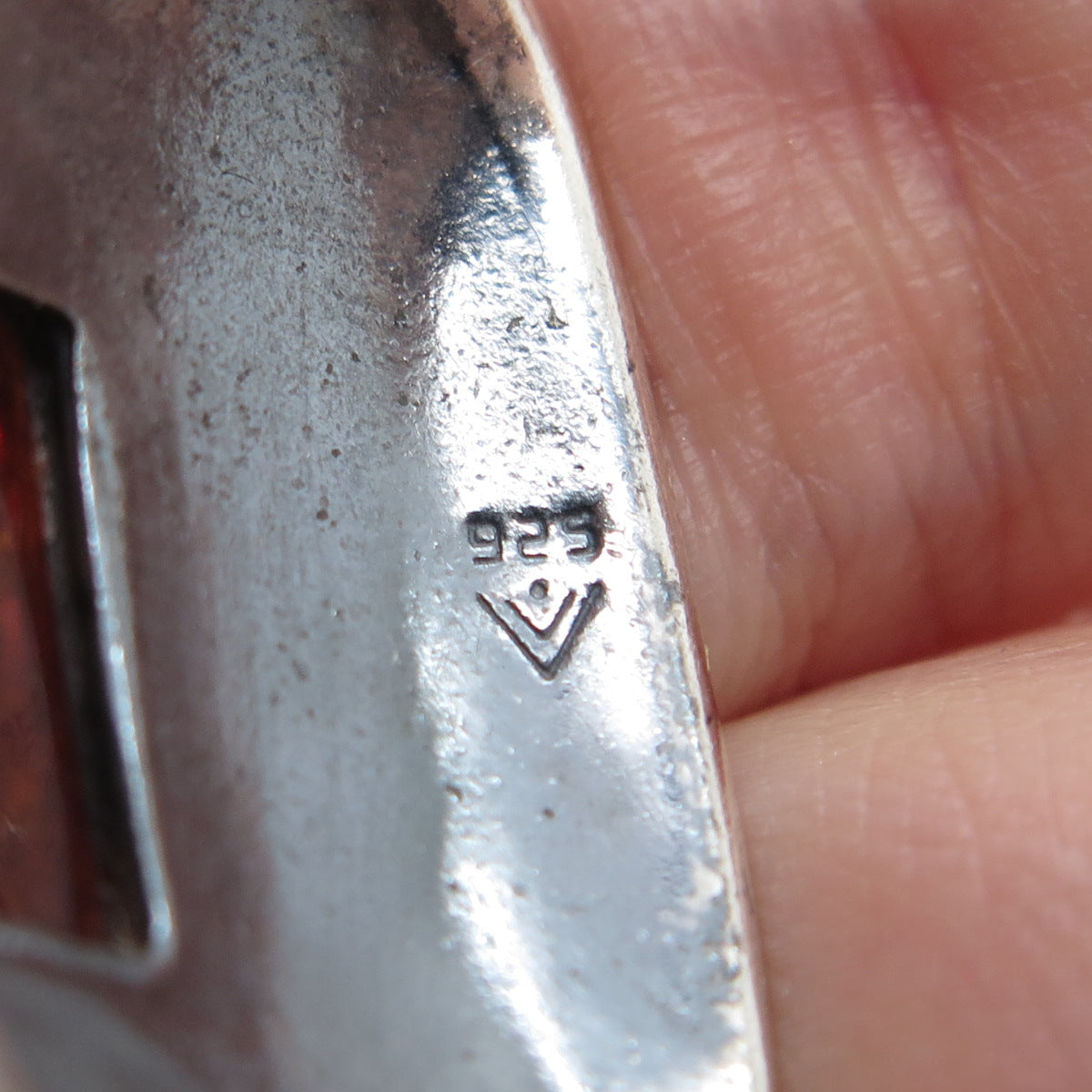 SILPADA 925 Sterling Silver Vintage Real Amber Ornate Oxidized Pendant